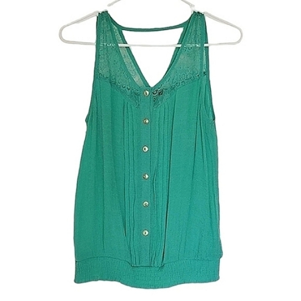 1253 * Edge Sleeveless Lace Top Green Size M